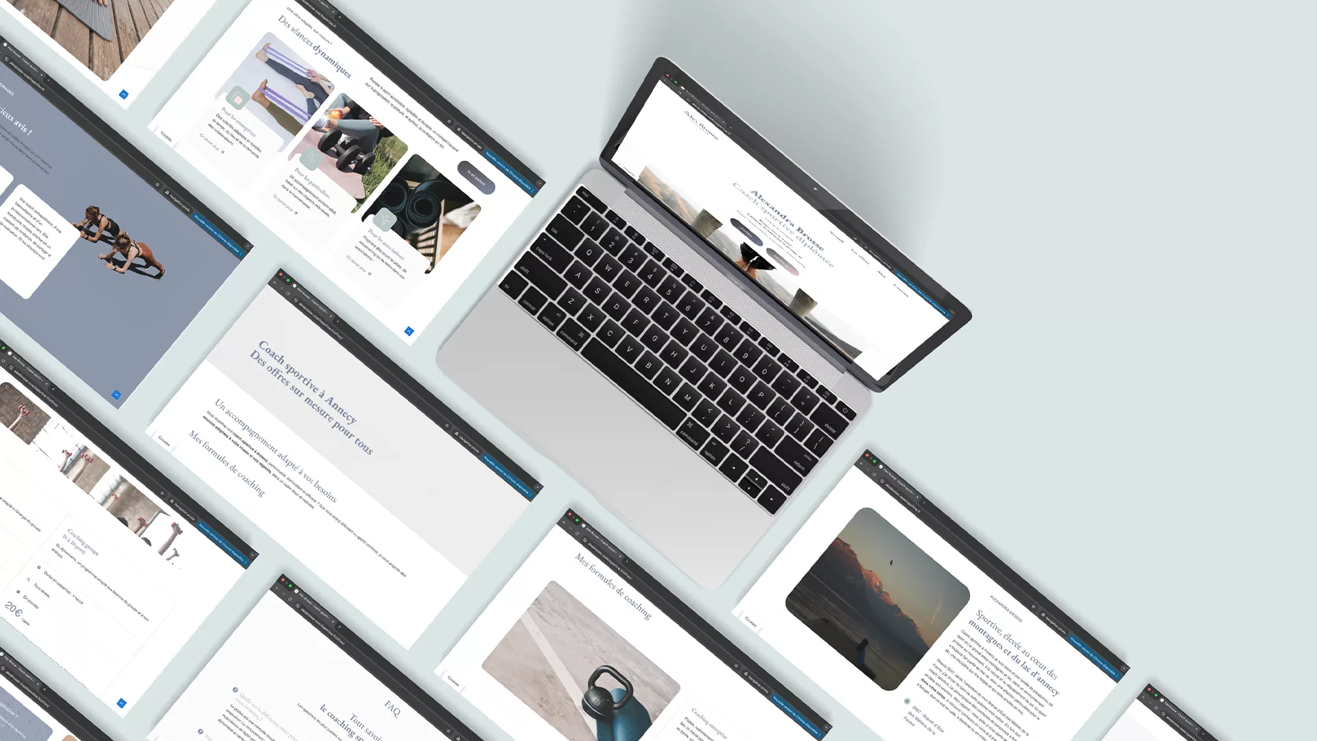 Planches de site internet, slides de webdesign
