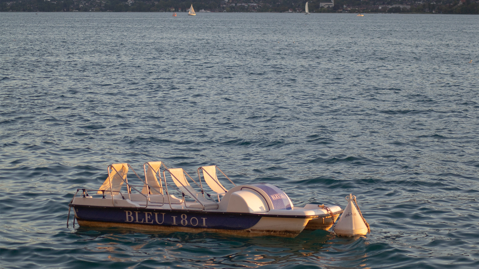 Un pédalo aux couleurs de Bleu 1801